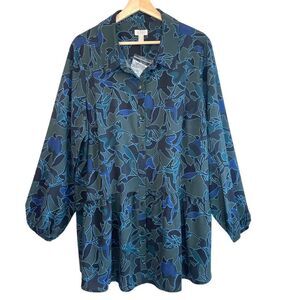 LOGO by Lori Goldstein Winter Floral Top NWOT